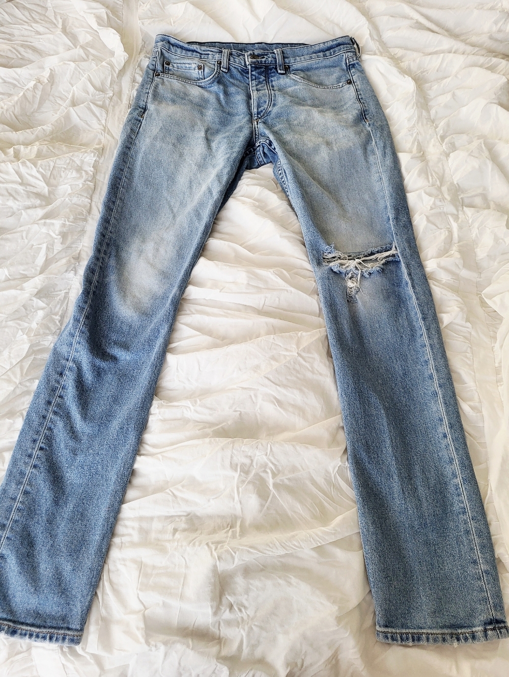Rag & Bone Fit 2 Slim Fit Blue Denim Distressed Jeans In Size 31